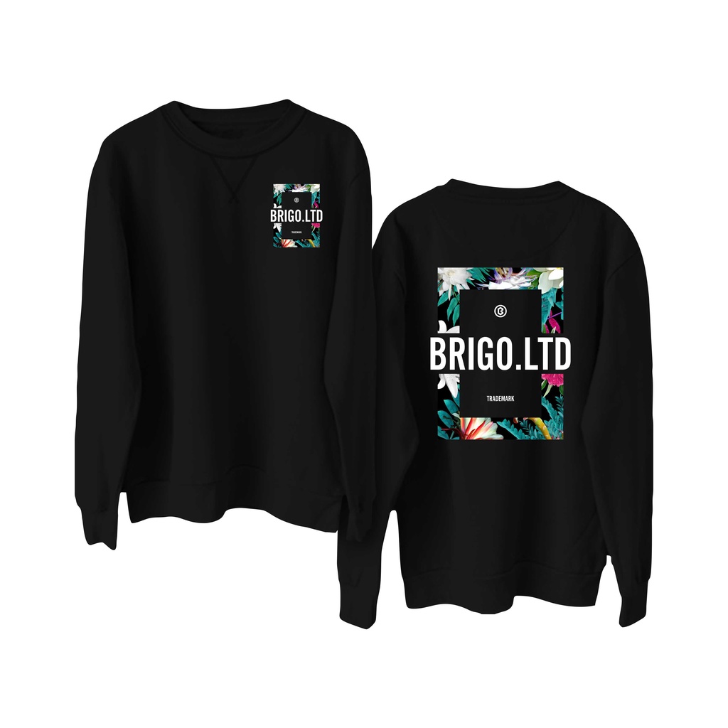 Sweater Crewneck BRIGO flower Sablon DTF Fleece Cotton BRIGO Basic Sweatshirt  flower II M-XXL (Pria &amp; Wanita) Free stiker&amp;Gantungan Kunci
