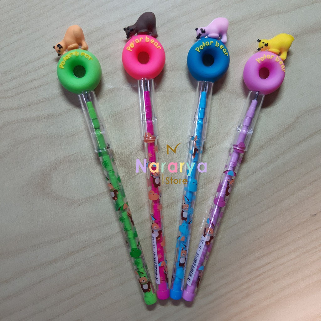 

2x Pensil Susun Donat Bear / Pensil Karakter / Pensil Lucu / Alat Tulis Sekolah