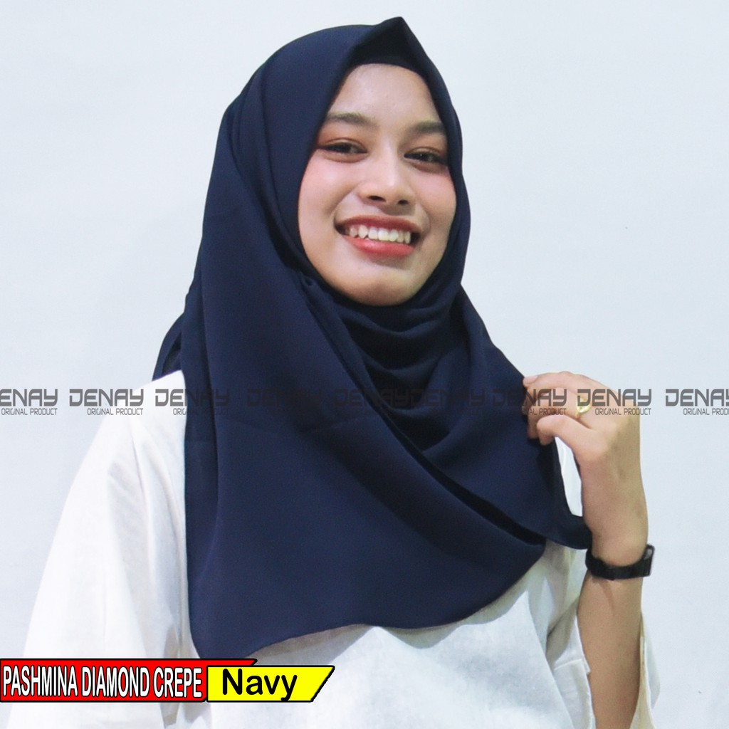 TOKODENAY - HIJAB PASHMINA DIAMOND CREPE - JAHIT TEPI PASHMINA JILBAB KERUDUNG POLOS MUSLIM