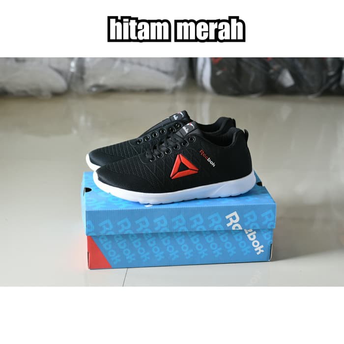 Sepatu Sport Pria Reebok SpeedLux Running Sneakers Hitam Abu Abu