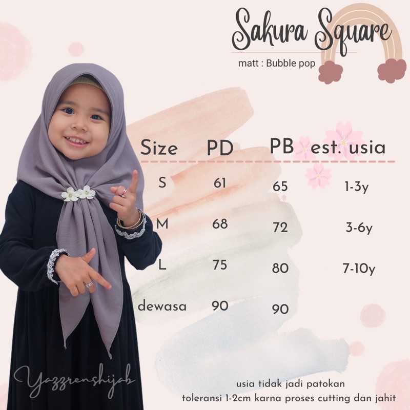 YAZZRENSHIJAB] JILBAB INSTAN ANAK SAKURA SQUARE | KERUDUNG COUPLE IBU DAN ANAK | hijab mom and kids