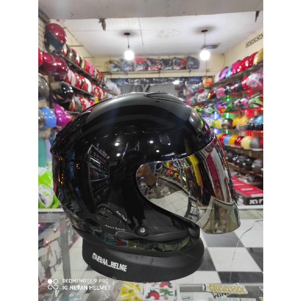 KYT KYOTO HITAM GLOSSY PAKET GANTENG ORIGINAL