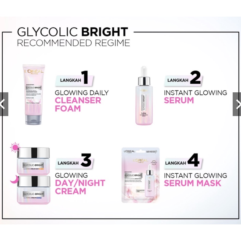 L'Oreal Paris Glycolic Bright Daily Cleanser Foam 50 ML &amp; 100 ML