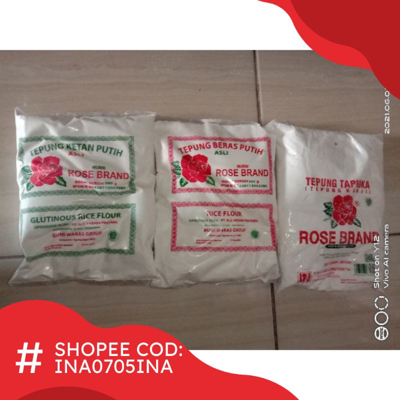 TEPUNG BERAS ROSE BRAND 500 gram / Tepung Tapioka / Tepung Ketan Putih