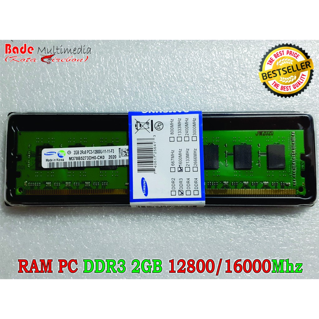 RAM Ram Memory Komputer PC Samsung DDR3 2 GB PC 12800/16000Mhz Baru