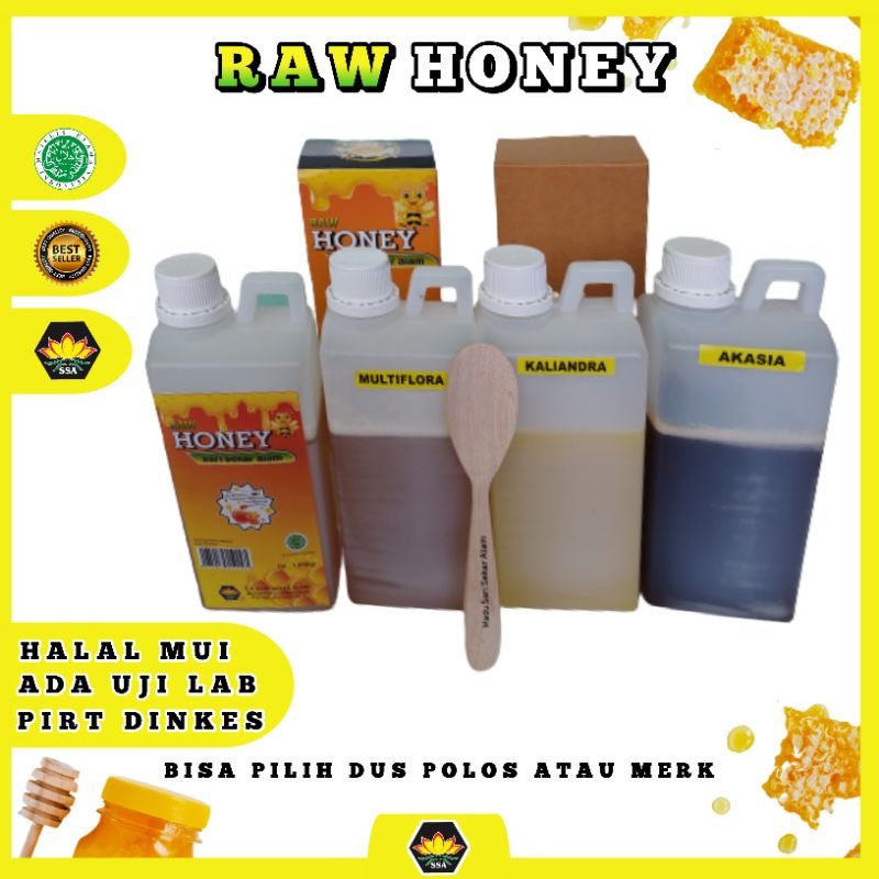 1 Kg Madu Hitam Pahit Akasia / Kaliandra / Multiflora / Randu / Raw Honey/Kopi-Karet/Semangka