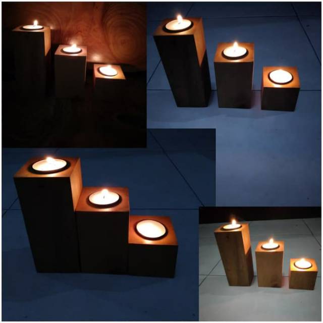 Tempat lilin aroma terapi kayu 5 cm tea lights candle holders