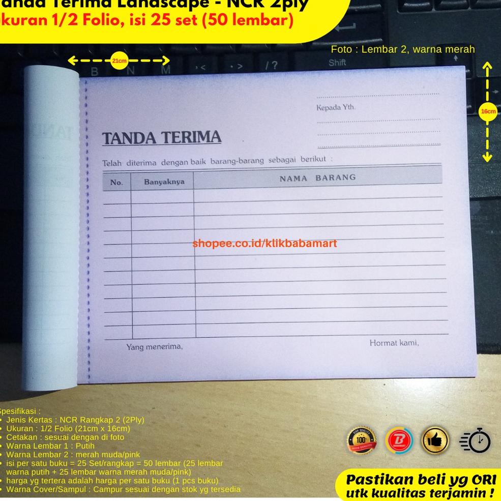 

➯Murah✯ QPF8E BUKTI TANDA TERIMA BARANG LANDSCAPE 1/2 FOLIO 2 RANGKAP 2 PLY PUTIH MERAH 079 ❊Kirim Langsung