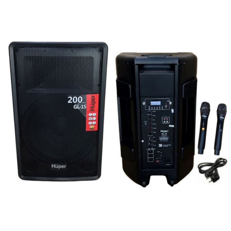 DISTRIBUTOR SPEAKER PORTABLE HUPER 15 INCH BLUETOOTH GL15