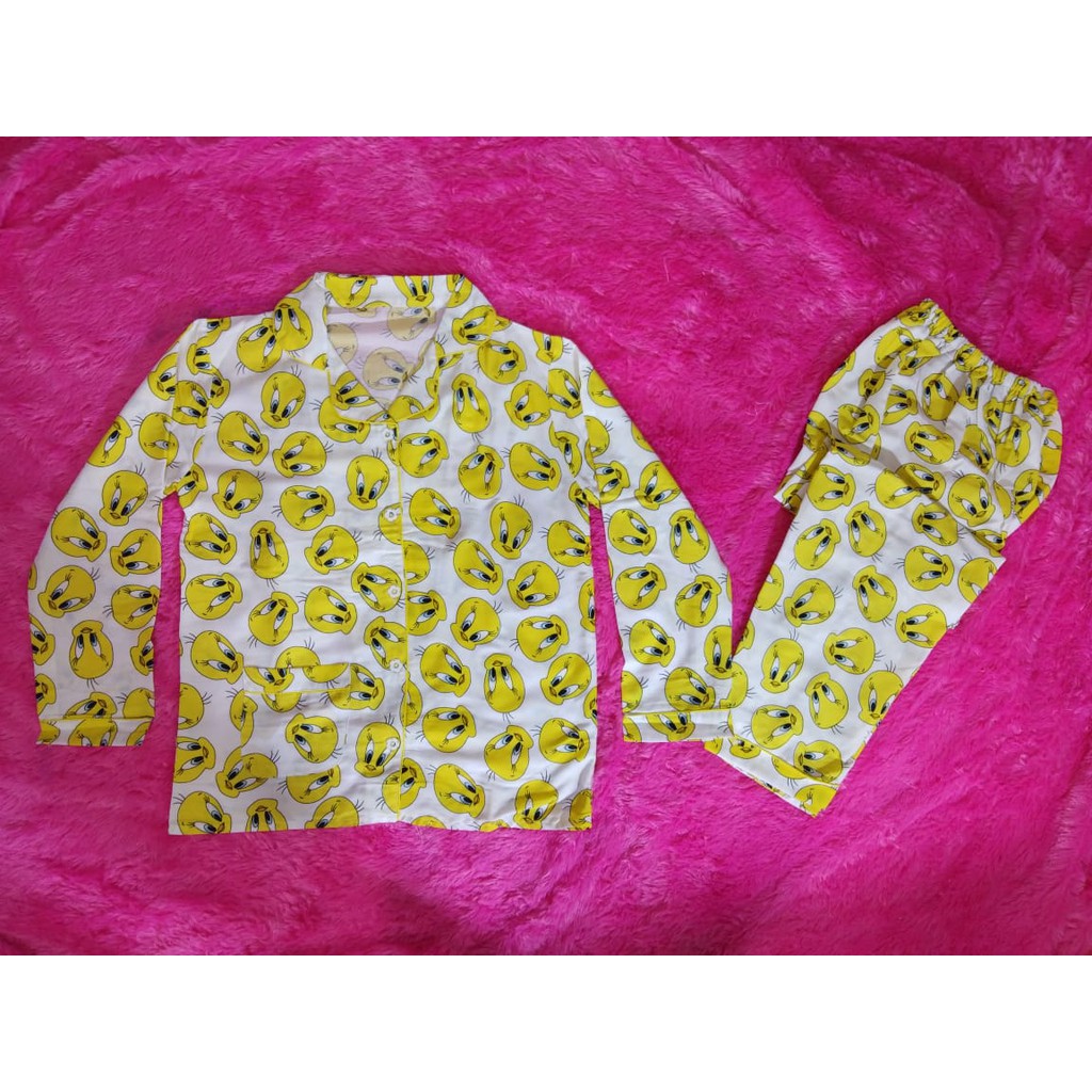 Piyama Dewasa PP,,, Katun Jepang,, Motif Tweety