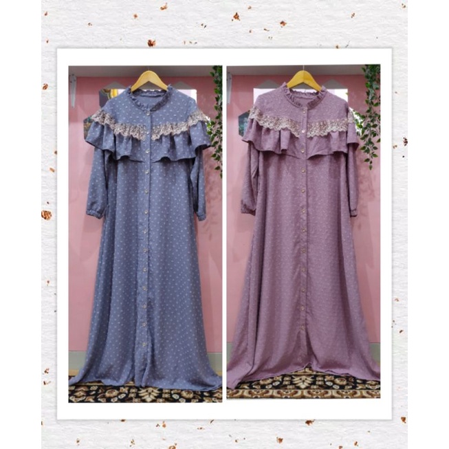 Sale Dress Rubi Meijiewang Layer Keliling Mewah Full Kancing Depan