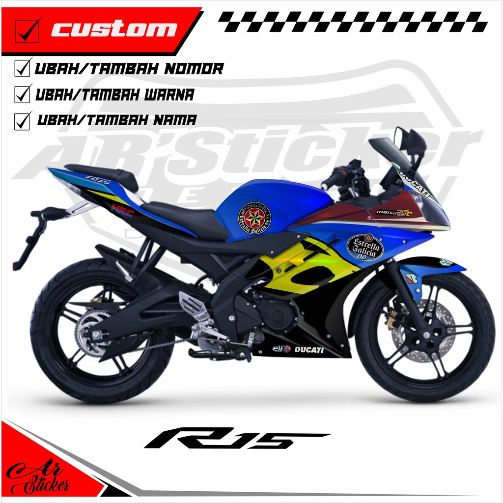 Decal Sticker Full Body Yamaha R15 V1&V2 Hologram Pelangi, Chrome - Decal stiker Motor R15 V1&V2 - D