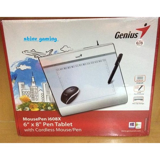 Genius Mousepen I608x 6 X 8 Inch Pen Stylus Tablet With Cordless Mouse