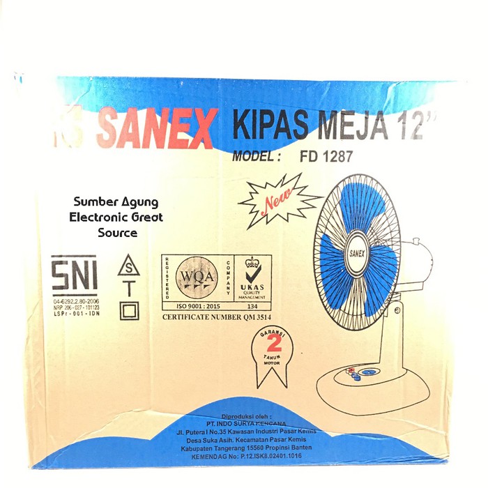 Kipas Meja 12inch Sanex SNI Angin Kencang FG1287 Berkualitas