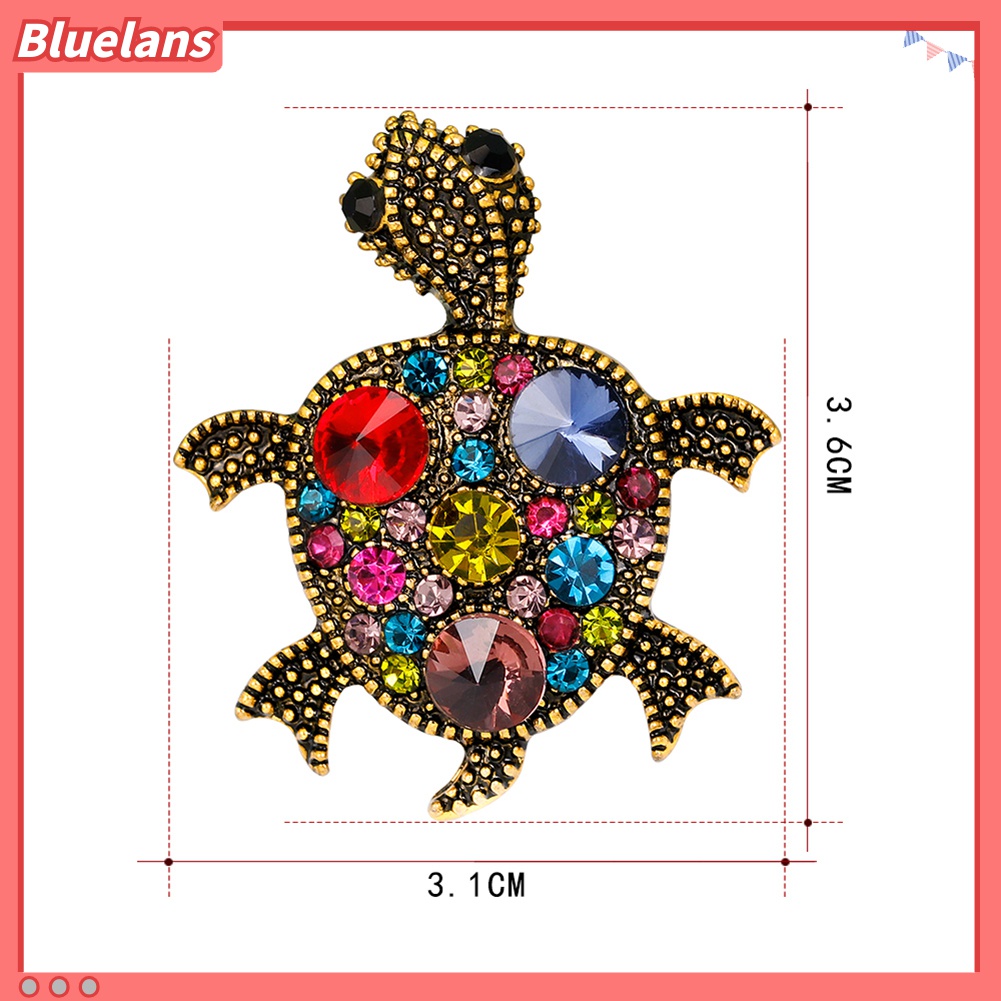 Bros Pin Bentuk Kura-Kura Aksen Berlian Imitasi Warna-Warni Untuk Aksesoris Dress Scarf