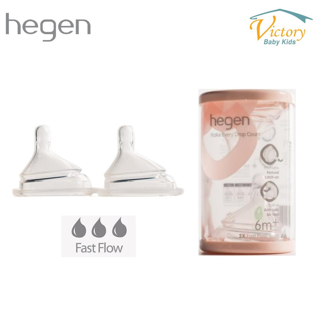 Hegen Teat Fast Flow 6m+ - 2 Pack Nipple