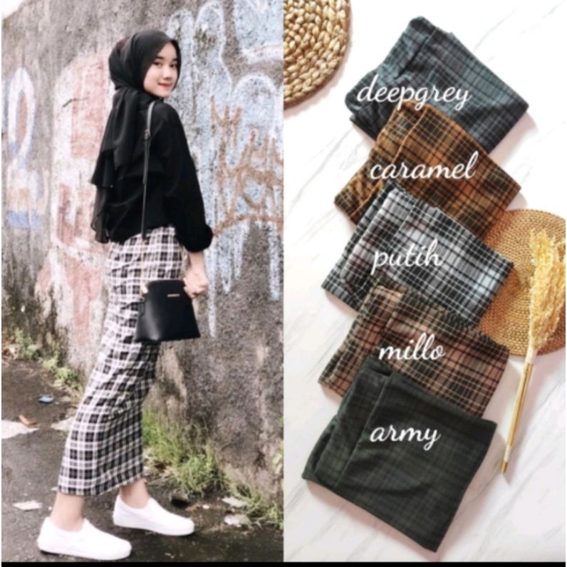 ROK PANJANG KOREA STYLE ROK KOTAK KOTAK PANJANG ROK WANITA TERBARU