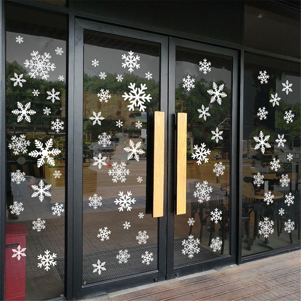 R-flower 8Pcs/set Stiker Dinding Natal Xmas Snowflake Merry Christmas Stiker Jendela