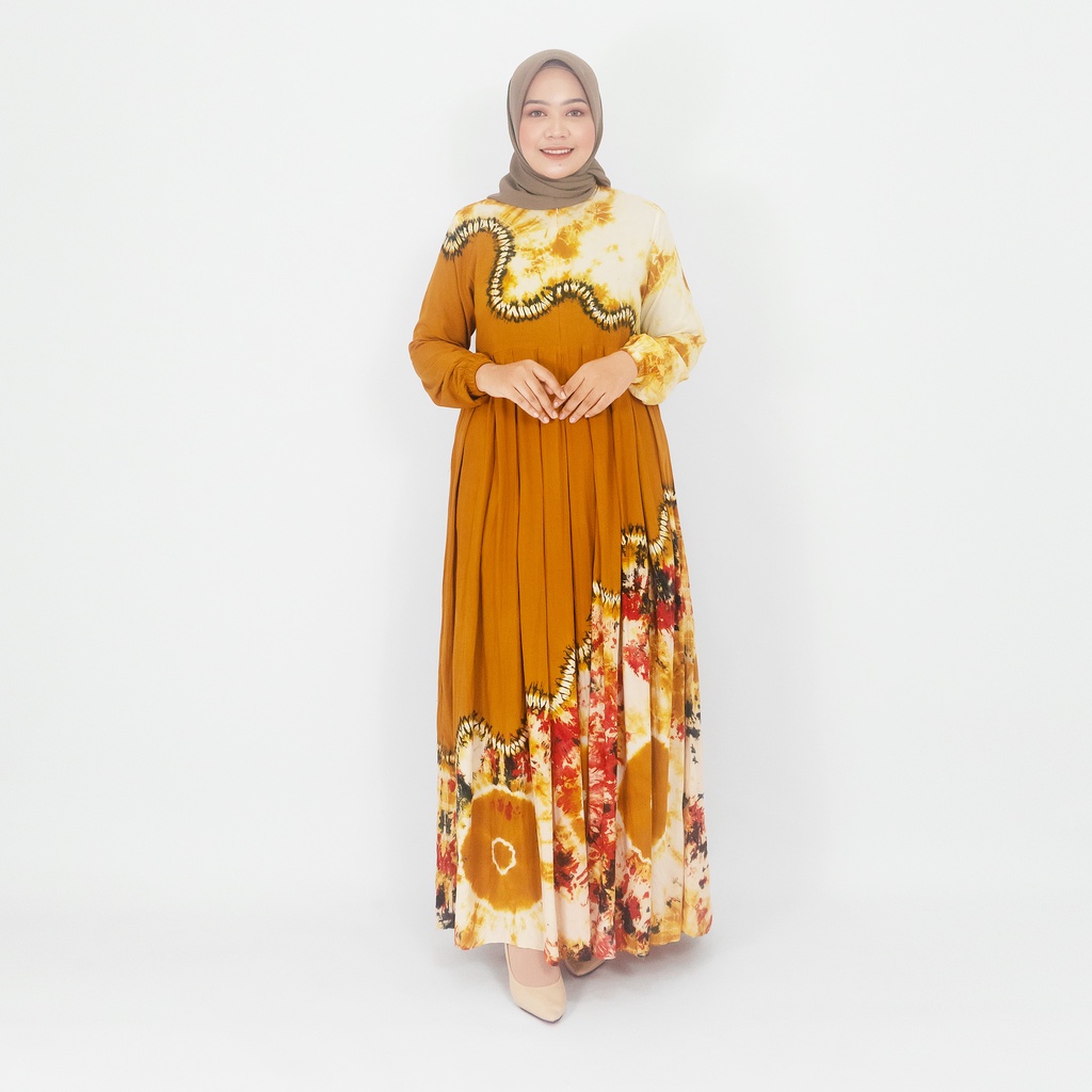 [BISA COD] GAMIS TIE DYE KEKINIAN / GAMIS KATUN RAYON / GAMIS TWILL ORI / GAMIS BUSUI-Equal Kuning
