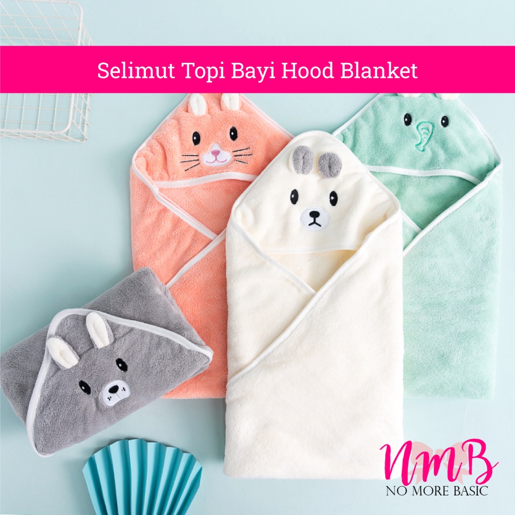 Selimut Topi Bayi Karakter Hood Blanket Newborn Selimut Bayi Karakter