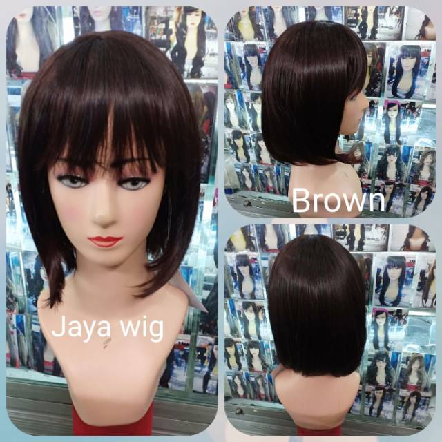 Wig Bob Pendek Rambut Palsu Wanita lurus Pendek