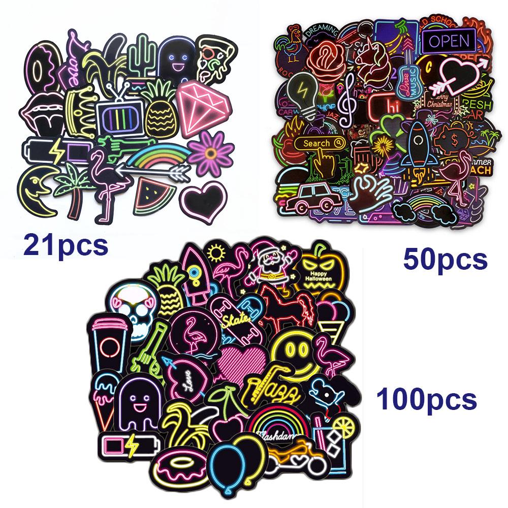 21 50 100Pcs Stiker  Vinyl Lampu Neon Untuk  Dekorasi 