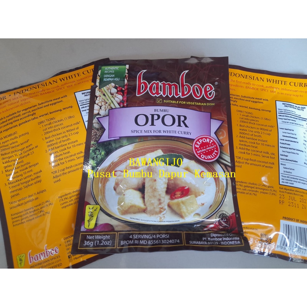 

Bamboe Bumbu Instant OPOR 36gr Export Quality