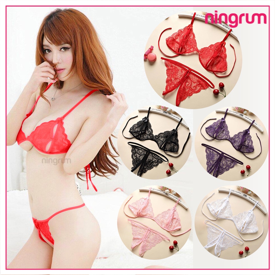 Ningrum Pakaian Dalam Wanita Lingerie Sexy Set Bra Lingerie Dan G-String Pakaian Dalam Wanita Korean Fashion - 4001