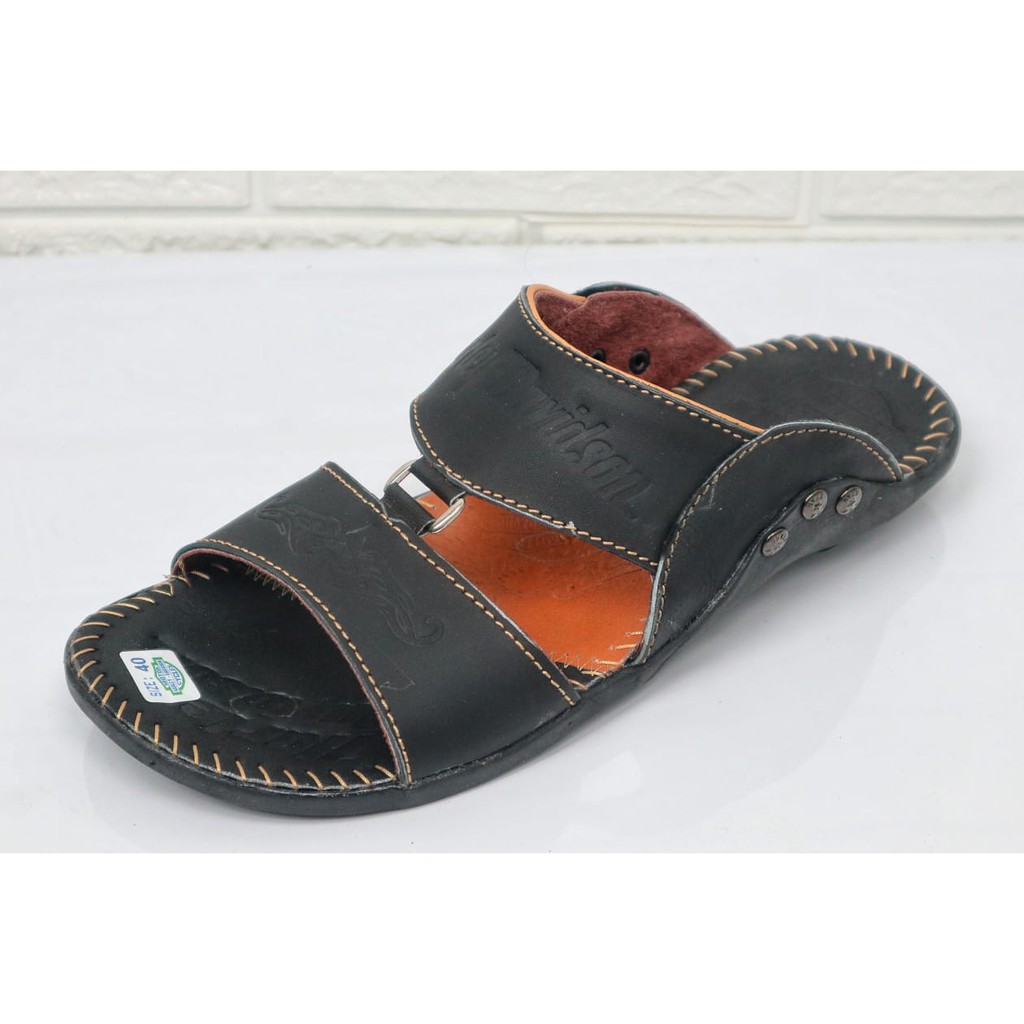 Terbaru Sandal Pria Kulit Sapi Asli Harley Davidson Real Leather Cow Sendal Ban 2 Ring Casual Pria