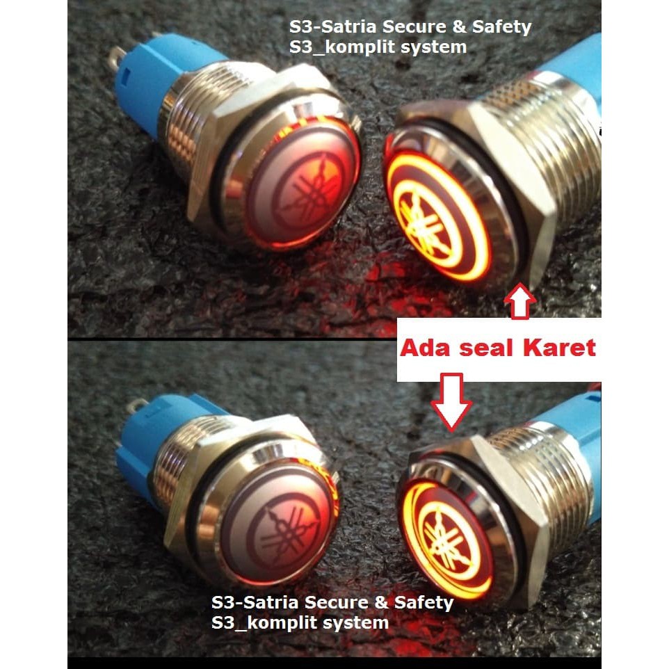 Merah tombol SAKLAR ON OFF YAMAHA MOTOR STAINLESS 12V DC