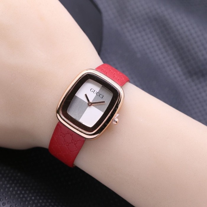 Best Seller Jam Tangan Wanita / Cewek Murah Gucci Mini Leather Red Keren