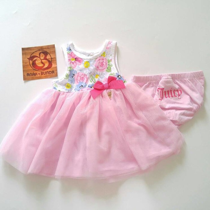 Dress bayi lucu floral + celana juicy size 12 bulan