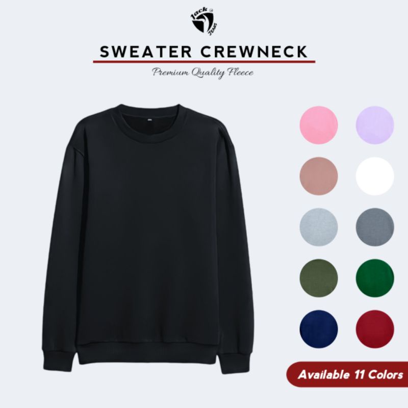 [ PREMIUM QUALITY ] Sweater Crewneck Basic Polos Pria Wanita Cewek Cowok Fleece Tebal Sweter Sweeter Switer JACKJEANS.ID
