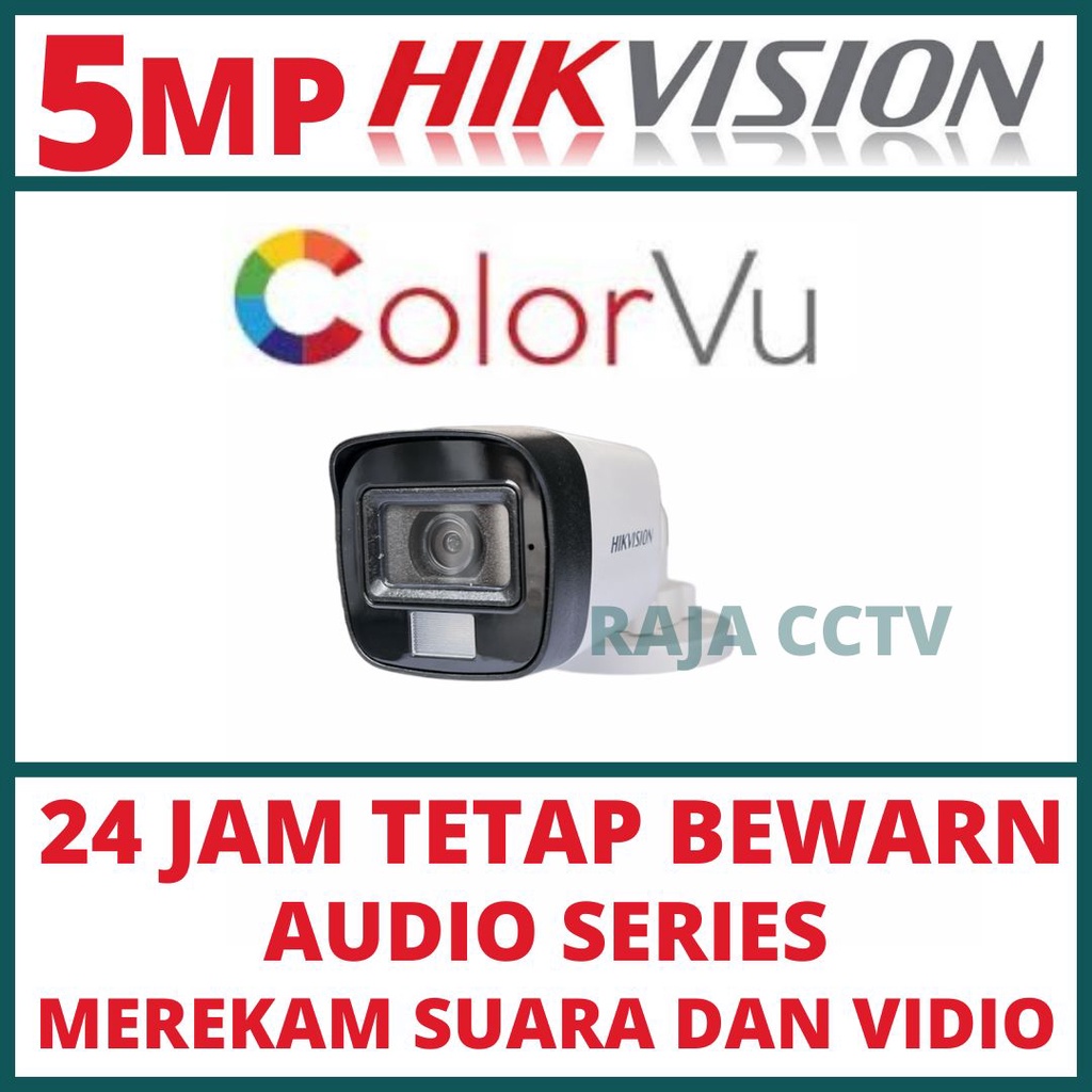 PAKET CCTV HIKVISION 5MP COLORVU 4 CHANNEL 1 CAMERA TURBO HD 3K KAMERA CCTV AUDIO SERIES