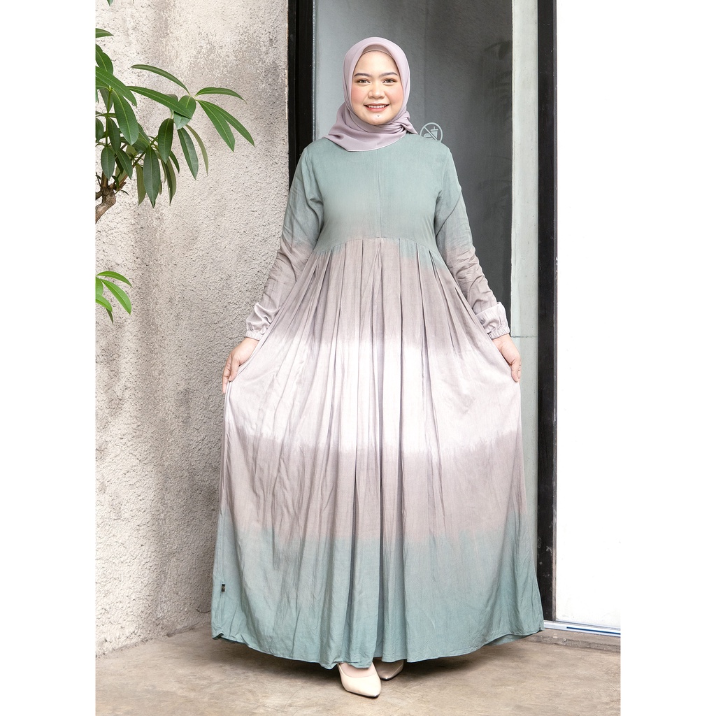 [BISA COD] GAMIS TIE DYE KEKINIAN / GAMIS KATUN RAYON / GAMIS TWILL ORI / GAMIS BUSUI-New Green & Grey