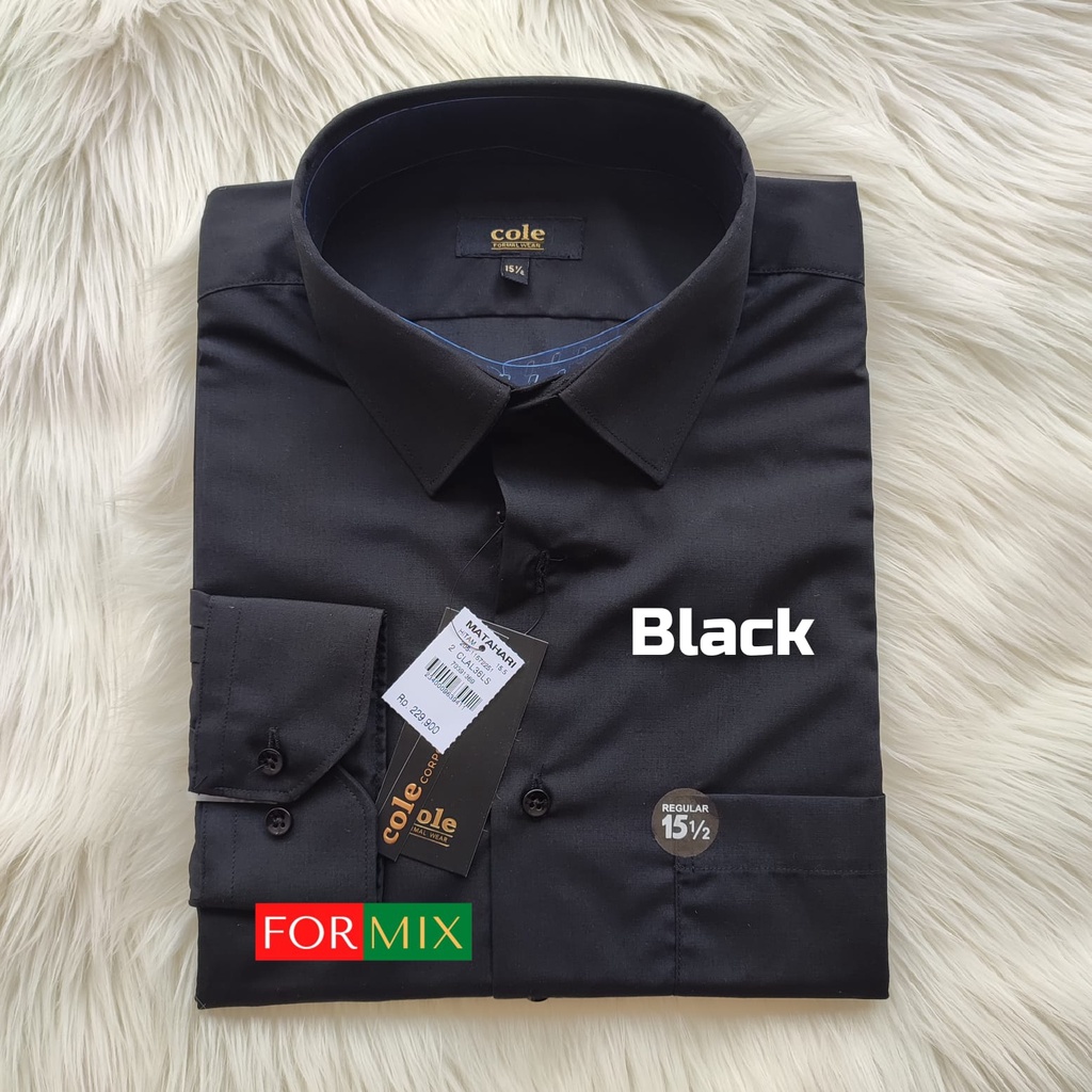 Kemeja Polos Cole Formal Hitam Reguler Fit