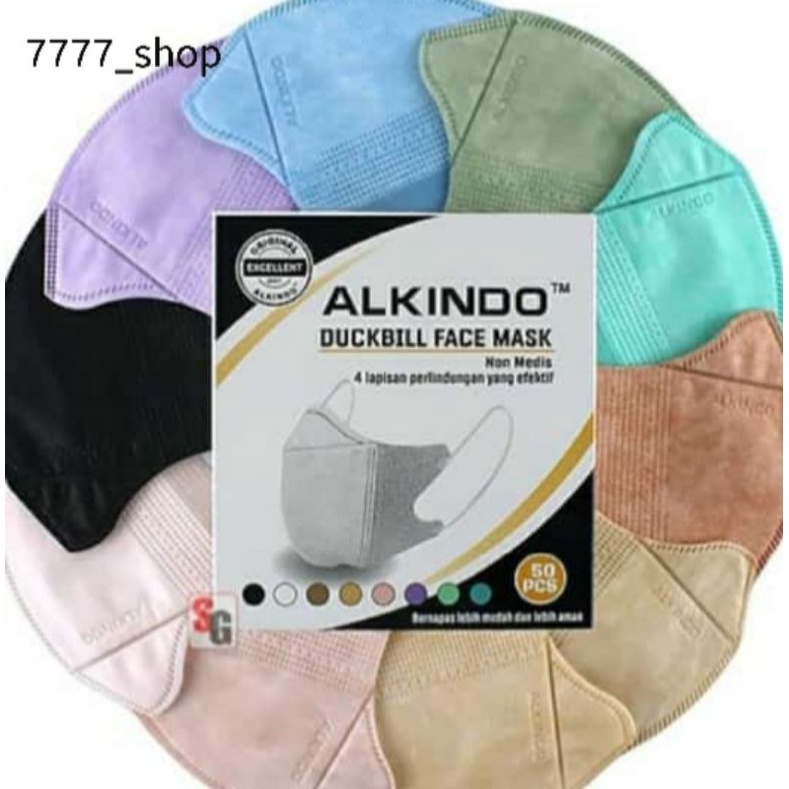 Masker Duckbill ALKINDO, ( Garis dan embos Alkindo) hrg 50pcs/box