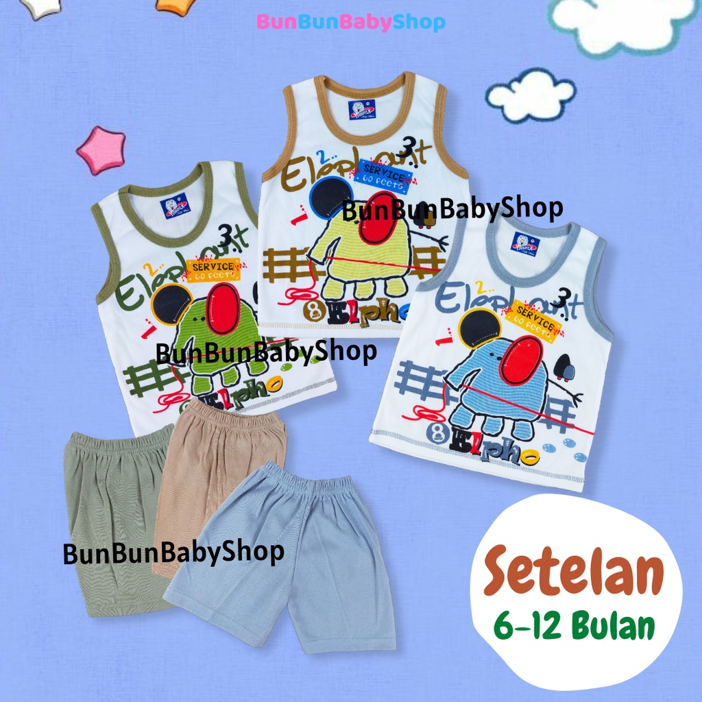 Setelan Bayi Laki Laki 6 bulan -1 tahun Stelan Baju Pakaian Baby Perempuan Murah Anak Bunbunbabyshop