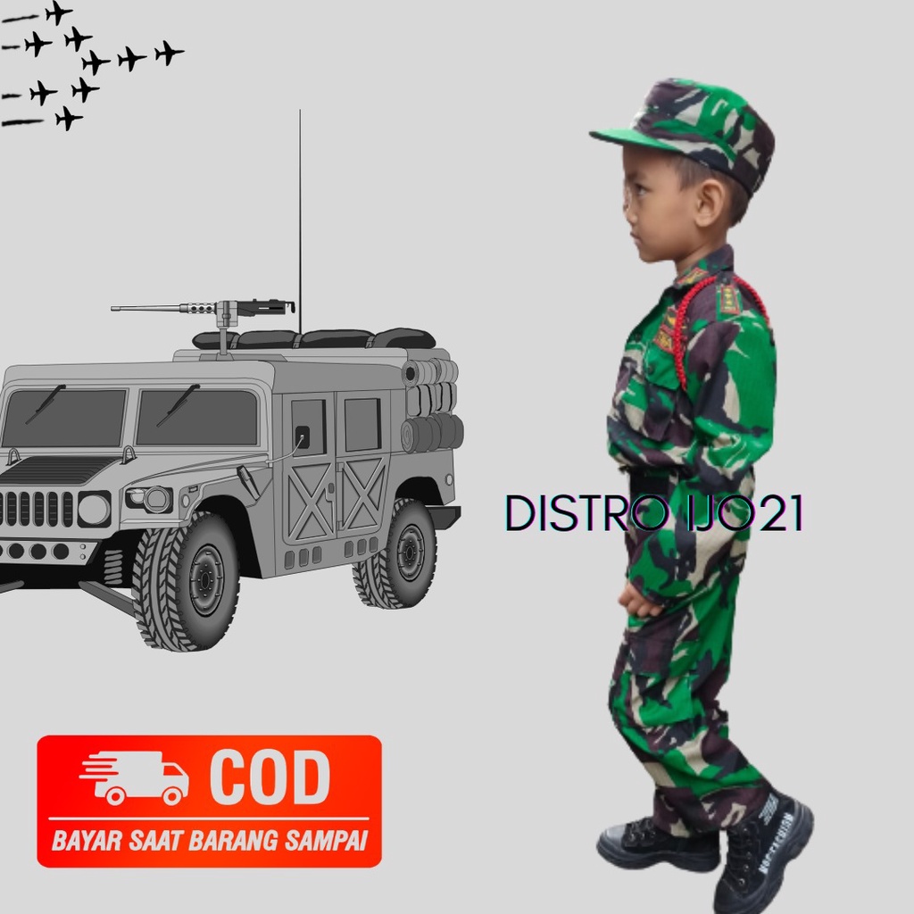 COD !! GROSIR PROFESI ANAK LORENG TK CARNAVAL PDL LORENG ANAK TOPI RIMBA COMANDO SERAGAM LORENG ANAK MURAH