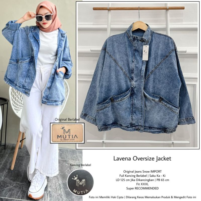 LAVENA OVERSIZE JACKET BY MUTIA / JAKET JEANS WANITA MUSLIMAH / Jaket jeans rekomended