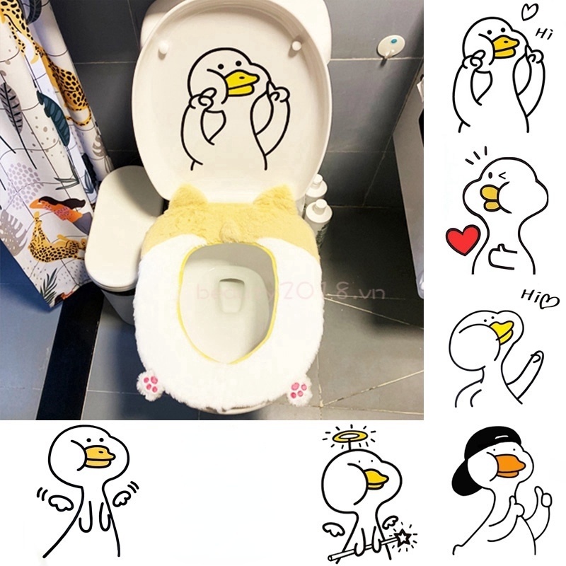 1pc Stiker Dinding Desain Bebek Anti Air Untuk Dekorasi Kamar Mandi / Toilet / Dapur