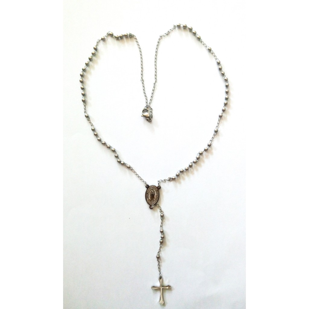 KALUNG DAN LIONTIN TITANIUM SALIB ROSARIO BUNDA MARIA