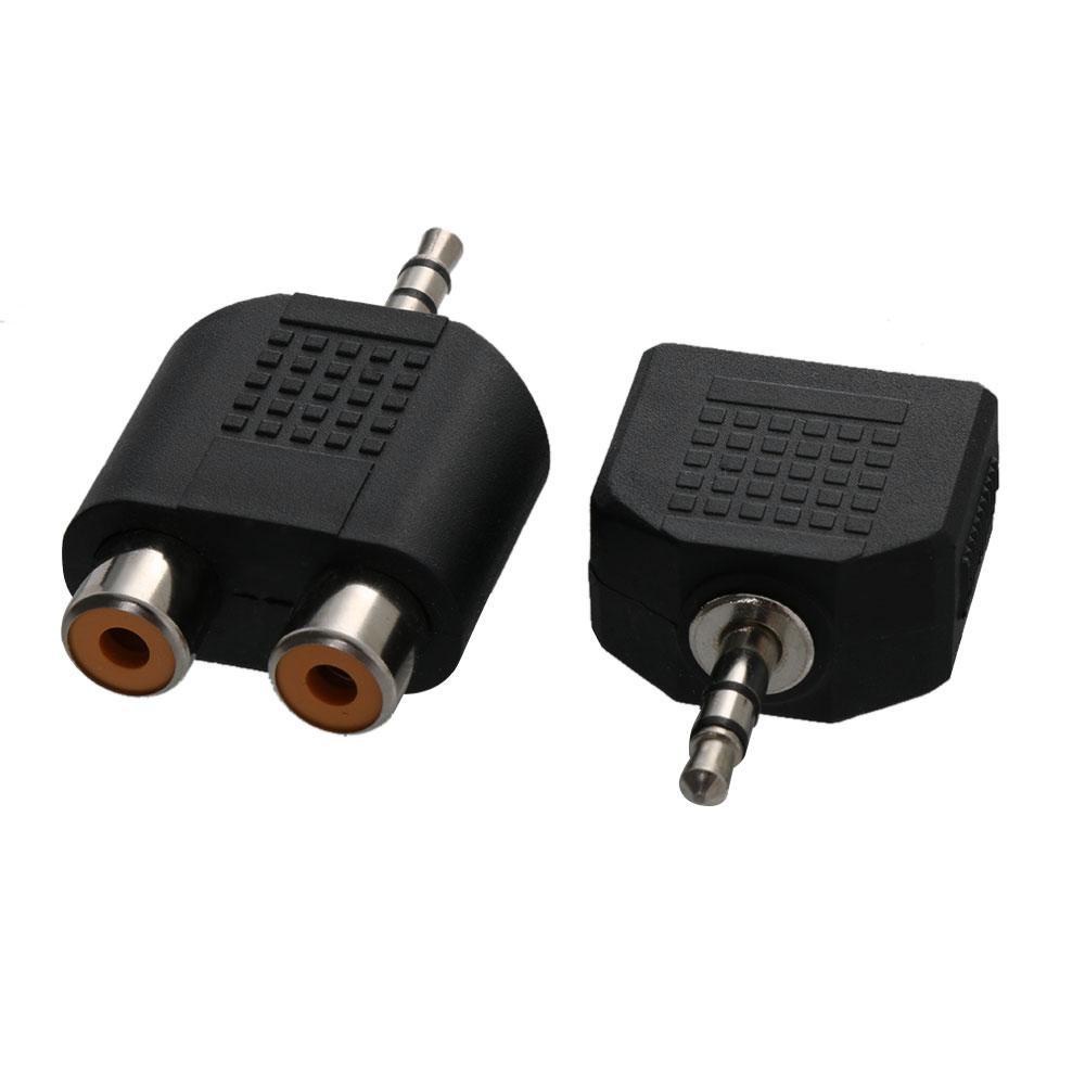 Nanas 2pcs Adaptor Audio Interconnects TV Black Y Splitter