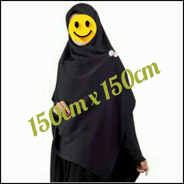 JILBAB SEGI EMPAT JUMBO WARNA HITAM POLOS