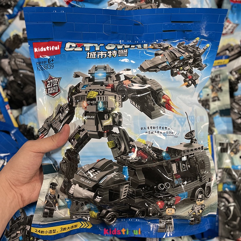 500Pcs City Robot Polisi Mainan Brick Blok Mainan Anak Laki Laki