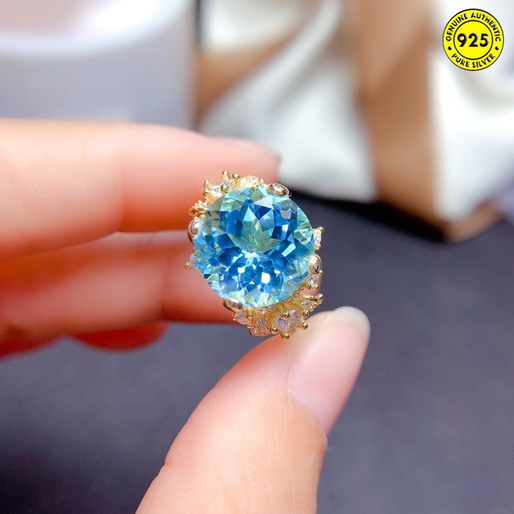 Cincin Batu Permata Sapphire Biru Langit Model Terbuka