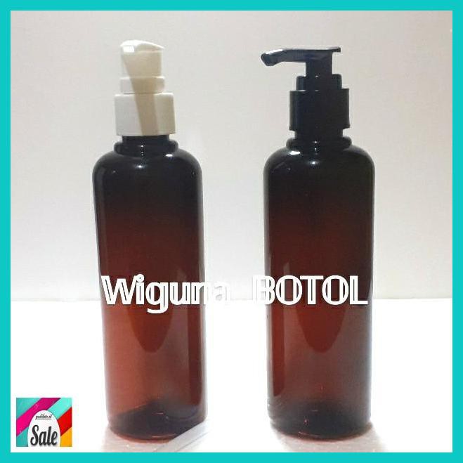 MAKEUPKEMASAN- BOTOL PUMP 250 ML COKLAT / BOTOL AMBER 250ML TUTUP PUMP -KECANTIKAN.