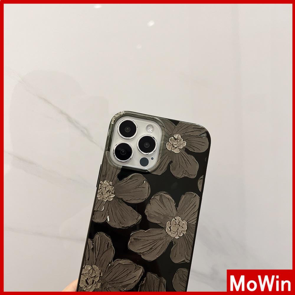 iPhone Case Silicone Soft Case Black Glossy Candy Case Shockproof Protection Camera Painting Flower Compatible For iPhone 11 Pro Max 13 Pro Max 12 Pro Max 7Plus xr XS Max