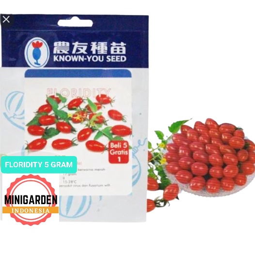 TOMAT MINI FLORIDITY 5 GRAM PACK BESAR biji benih tomat ceri merah lonjong tomat cherry f1 known you seed