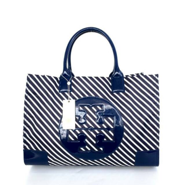 PROMO toryburch tory burch ella nylon stripes big printed totebag tote bag tas ori original